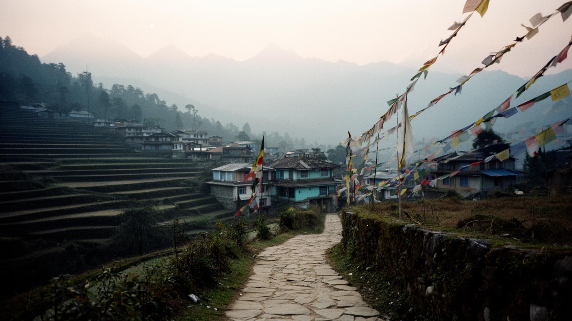 Himalayan village landscape in Uttarakhand